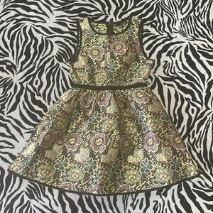 Ladakh Anthropologie opulence decade dress size 2 gold floral embroidered dress
